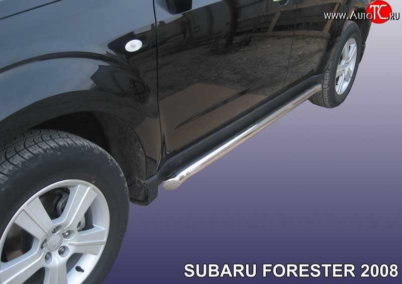 13 999 р. Защита порогов из круглой трубы диаметром 57 мм Slitkoff Subaru Forester SH (2008-2013) (Цвет: нержавеющая полированная сталь)  с доставкой в г. Кемерово