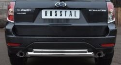 Защита заднего бампера (Ø63 и 42 мм, нержавейка) SLITKOFF Subaru (Субару) Forester (Форестер)  SH (2008-2013) SH