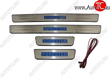5 349 р. Накладки на порожки автомобиля СТ Subaru Forester SH (2008-2013)  с доставкой в г. Кемерово
