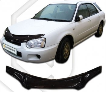 2 159 р. Дефлектор капота (GD2, GDA) CA-Plastiс  Subaru Impreza ( GD,  GG) (2002-2005) седан 1-ый рестайлинг, хэтчбэк 1-ый рестайлинг (Classic черный, Без надписи)  с доставкой в г. Кемерово. Увеличить фотографию 1