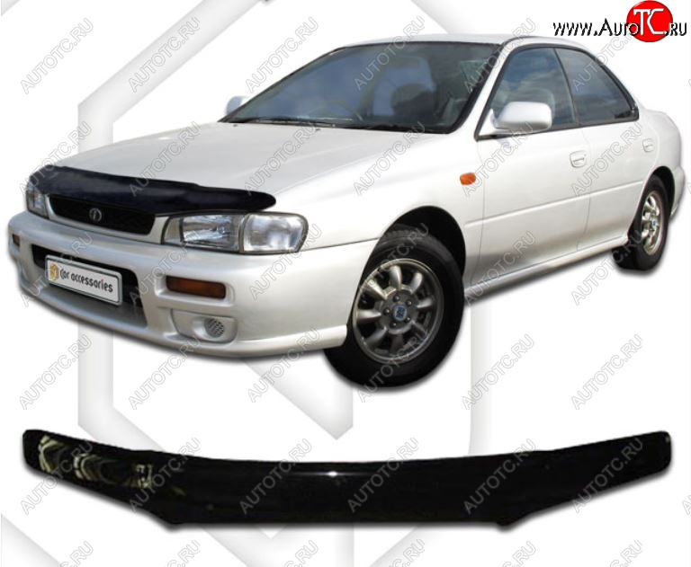 2 159 р. Дефлектор капота (GC1-GC8) CA-Plastic Subaru Impreza GC седан (1992-2000) (Classic черный, Без надписи)  с доставкой в г. Кемерово