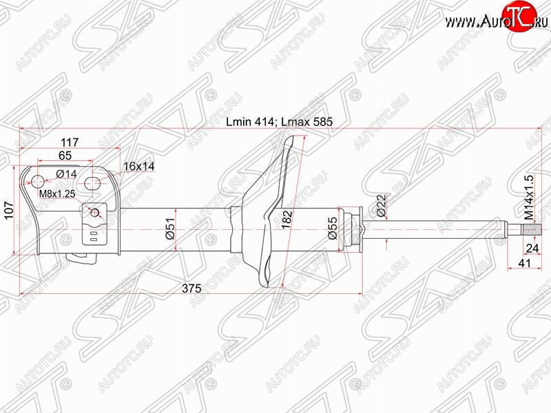 3 699 р. Левый амортизатор передний SAT Subaru Impreza GC седан (1992-2000)  с доставкой в г. Кемерово