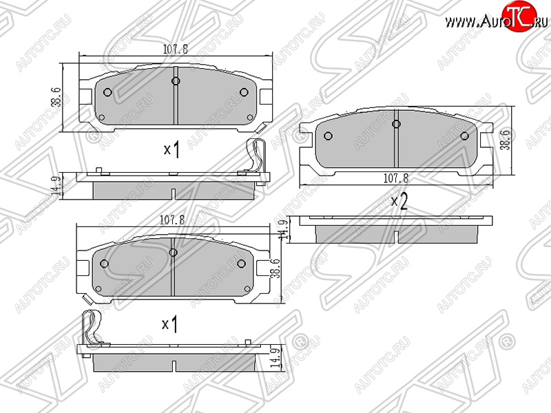 669 р. Колодки тормозные SAT (задние)  Subaru Impreza  GC - Outback  BH/BE12  с доставкой в г. Кемерово