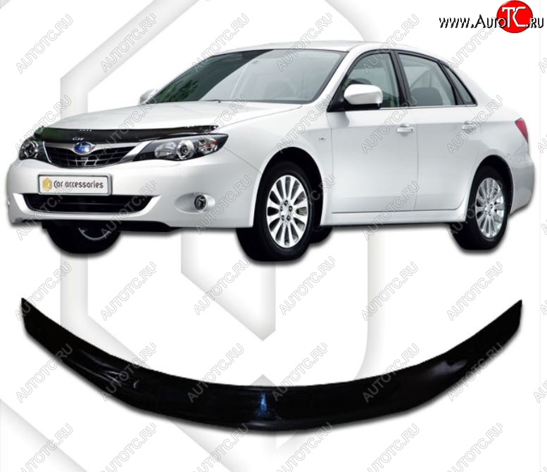2 699 р. Дефлектор капота CA-Plastiс Subaru Impreza GE седан (2007-2012) (Classic черный, Без надписи)  с доставкой в г. Кемерово