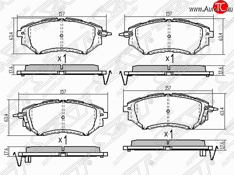 1 489 р. Колодки тормозные (передние) SAT Subaru Legacy BL/B13 дорестайлинг седан (2003-2006)  с доставкой в г. Кемерово