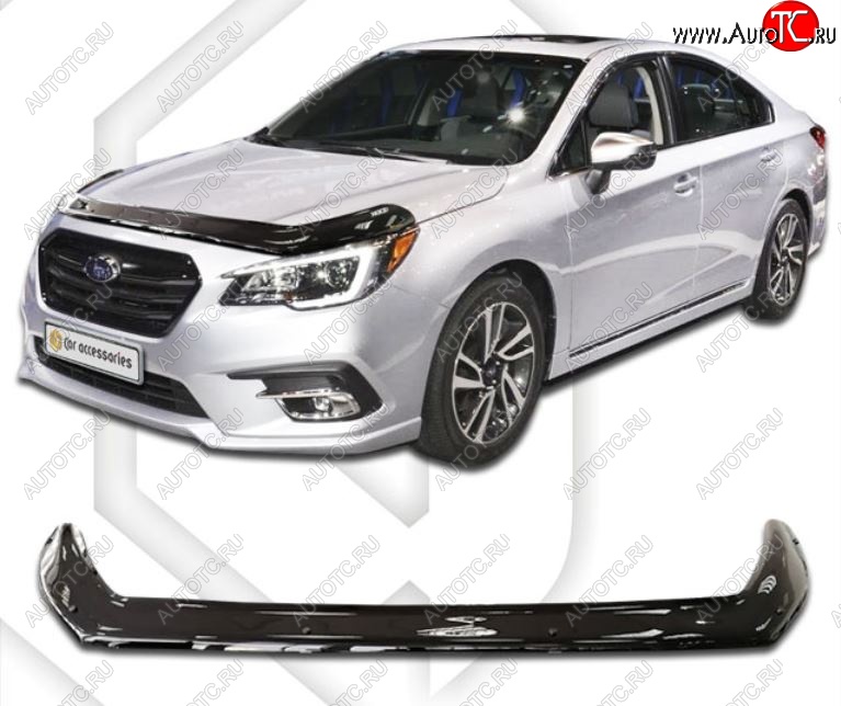 2 899 р. Дефлектор капота CA-Plastiс exclusive  Subaru Legacy  BN/B15 (2017-2025) рестайлинг седан (Classic черный, Без надписи)  с доставкой в г. Кемерово