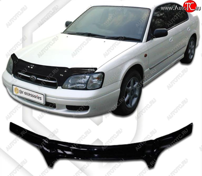 2 559 р. Дефлектор капота (BE5, BE9, BEE) CA-Plastiс Subaru Legacy BH/BE12 универсал (1998-2003) (Classic черный, Без надписи)  с доставкой в г. Кемерово