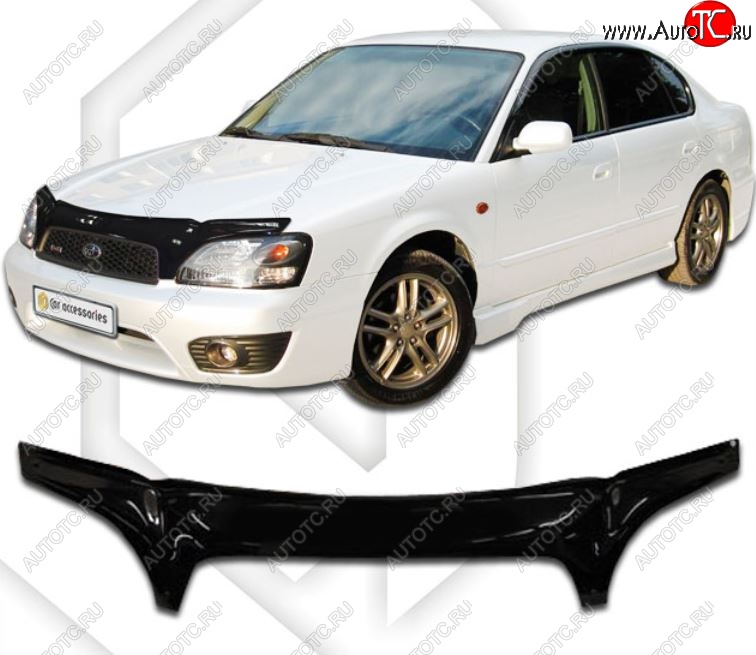 2 399 р. Дефлектор капота (левый руль) CA-Plastiс exclusive  Subaru Legacy  BH/BE12 (1998-2003) универсал (Classic черный, Без надписи)  с доставкой в г. Кемерово