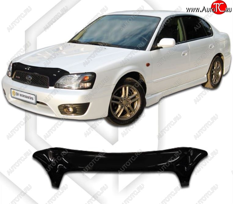 2 199 р. Дефлектор капота (левый руль) CA-Plastiс Subaru Legacy BH/BE12 универсал (1998-2003) (Classic черный, Без надписи)  с доставкой в г. Кемерово