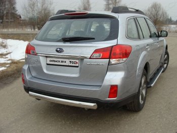 Защита заднего бампера (овальная) ТСС 75х42 мм Subaru Outback  BS/B15 (2014-2018) дорестайлинг универсал