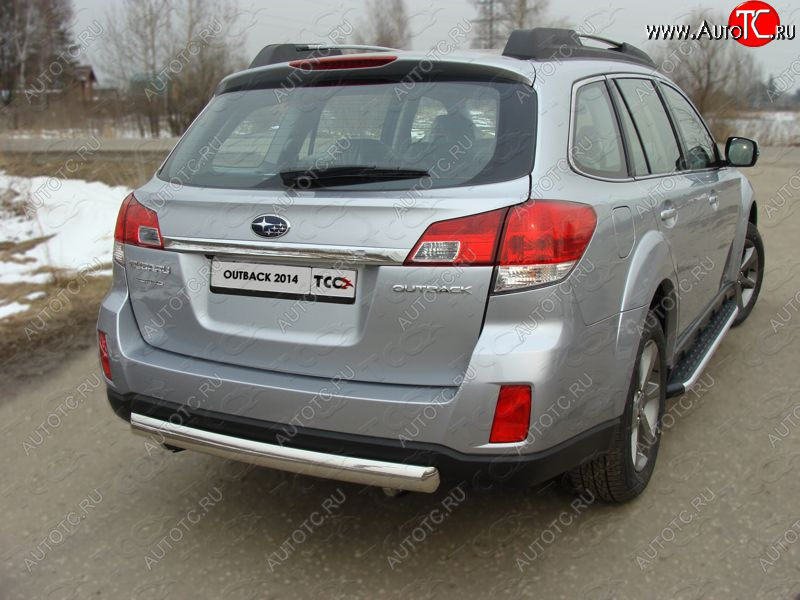 15 899 р. Защита заднего бампера (овальная) ТСС 75х42 мм  Subaru Outback  BS/B15 (2014-2018) дорестайлинг универсал  с доставкой в г. Кемерово