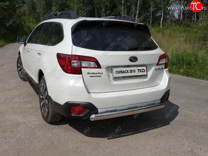 15 899 р. Защита заднего бампера (овальная) ТСС (нержавейка d 75х42 мм)  Subaru Outback  BS/B15 (2014-2021) дорестайлинг универсал, рестайлинг универсал  с доставкой в г. Кемерово