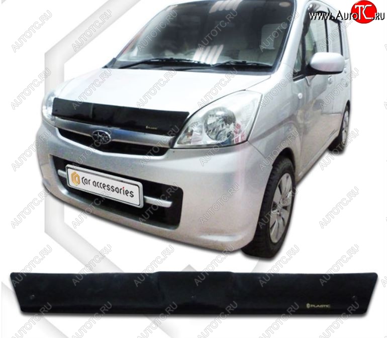 1 759 р. Дефлектор капота CA-Plastiс Subaru Stella RN (2006-2011) (Classic черный, Без надписи)  с доставкой в г. Кемерово