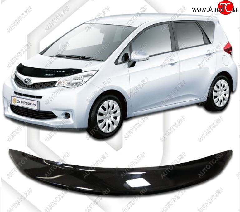 1 999 р. Дефлектор капота CA-Plastic  Subaru Trezia (2010-2016) (Classic черный, Без надписи)  с доставкой в г. Кемерово