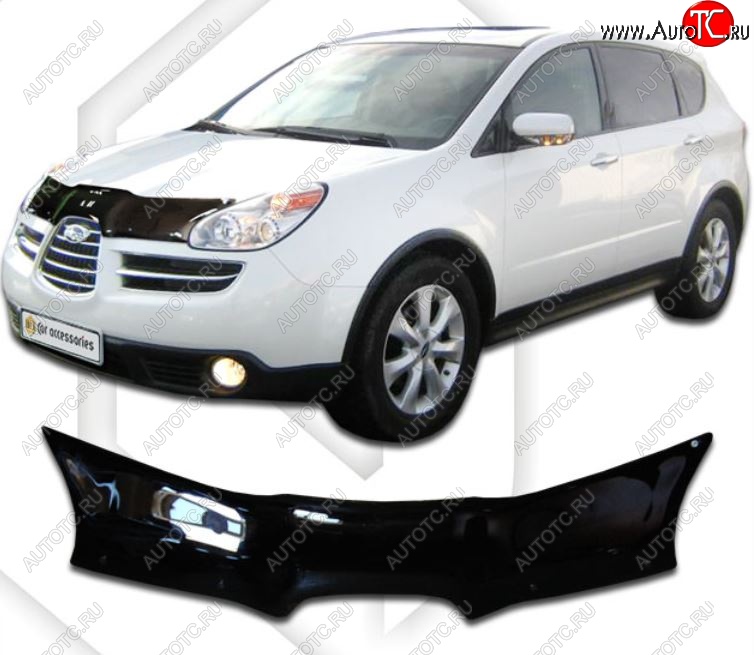 2 969 р. Дефлектор капота CA-Plastic Subaru Tribeca (2005-2007) (Classic черный, Без надписи)  с доставкой в г. Кемерово