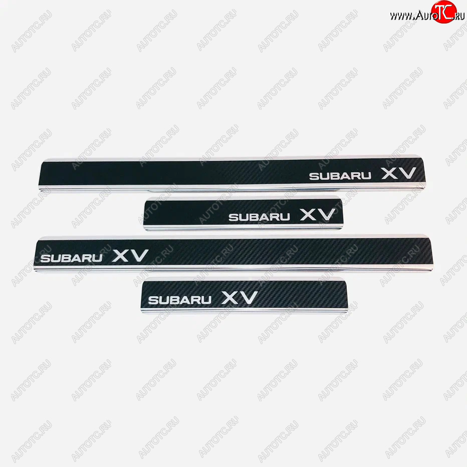 2 489 р. Накладки порожков салона INOX  Subaru XV  GP/G33 (2012-2017) дорестайлинг, рестайлинг (Нержавеющая сталь + карбон)  с доставкой в г. Кемерово