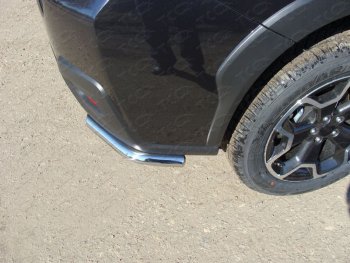 Защита заднего бампера (уголки короткие) ТСС 42,4 мм Subaru XV  GP/G33 (2012-2017) дорестайлинг, рестайлинг