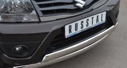 16 999 р. Защита переднего бампера (2 трубыØ75х42 мм, нержавейка) Russtal Suzuki Grand Vitara JT 5 дверей 2-ой рестайлинг (2012-2016)  с доставкой в г. Кемерово. Увеличить фотографию 2