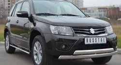 16 999 р. Защита переднего бампера (2 трубыØ75х42 мм, нержавейка) Russtal Suzuki Grand Vitara JT 5 дверей 2-ой рестайлинг (2012-2016)  с доставкой в г. Кемерово. Увеличить фотографию 4