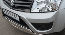 16 849 р. Защита переднего бампера (2 трубыØ75х42 мм, нержавейка) Russtal Suzuki Grand Vitara JT 3 двери 2-ой рестайлинг (2012-2016)  с доставкой в г. Кемерово. Увеличить фотографию 3