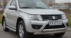 16 849 р. Защита переднего бампера (2 трубыØ75х42 мм, нержавейка) Russtal Suzuki Grand Vitara JT 3 двери 2-ой рестайлинг (2012-2016)  с доставкой в г. Кемерово. Увеличить фотографию 4