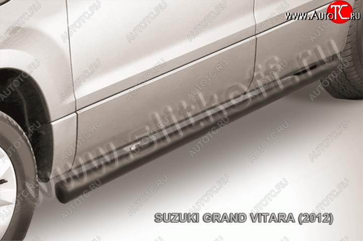 9 899 р. Защита порогов Slitkoff Suzuki Grand Vitara JT 5 дверей 2-ой рестайлинг (2012-2016) (Цвет: серебристый)  с доставкой в г. Кемерово
