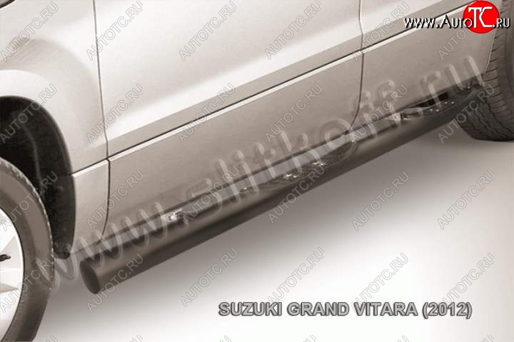 12 399 р. Защита порогов Slitkoff Suzuki Grand Vitara JT 5 дверей 2-ой рестайлинг (2012-2016) (Цвет: серебристый)  с доставкой в г. Кемерово