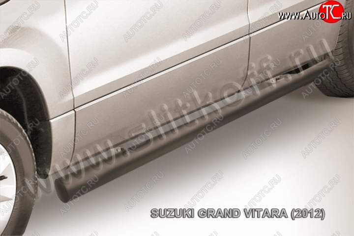 10 599 р. Защита порогов Slitkoff Suzuki Grand Vitara JT 5 дверей 2-ой рестайлинг (2012-2016) (Цвет: серебристый)  с доставкой в г. Кемерово
