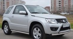 14 849 р. Защита порогов из круглой трубы диаметром 63 мм (3 дв.) Russtal Suzuki Grand Vitara JT 3 двери 2-ой рестайлинг (2012-2016) (Защита порогов с со скосами на торцах (вариант 1))  с доставкой в г. Кемерово. Увеличить фотографию 3