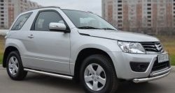 14 849 р. Защита порогов из круглой трубы диаметром 63 мм (3 дв.) Russtal  Suzuki Grand Vitara  JT (2012-2016) 3 двери 2-ой рестайлинг (Защита порогов с со скосами на торцах (вариант 1))  с доставкой в г. Кемерово. Увеличить фотографию 5