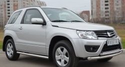 14 849 р. Защита порогов из круглой трубы диаметром 63 мм (3 дв.) Russtal  Suzuki Grand Vitara  JT (2012-2016) 3 двери 2-ой рестайлинг (Защита порогов с со скосами на торцах (вариант 1))  с доставкой в г. Кемерово. Увеличить фотографию 9