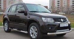 83 999 р. Защита порогов с пластиковыми вставками для ног из круглой трубы диаметром 76 мм (5 дв.) Russtal Suzuki Grand Vitara JT 5 дверей 2-ой рестайлинг (2012-2016) (Защита порогов с со скосами на торцах (вариант 1))  с доставкой в г. Кемерово. Увеличить фотографию 4
