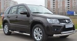 83 999 р. Защита порогов с пластиковыми вставками для ног из круглой трубы диаметром 76 мм (5 дв.) Russtal Suzuki Grand Vitara JT 5 дверей 2-ой рестайлинг (2012-2016) (Защита порогов с со скосами на торцах (вариант 1))  с доставкой в г. Кемерово. Увеличить фотографию 9