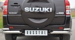 15 899 р. Защита заднего бампера (Ø63 и 42 мм, нержавейка) SLITKOFF  Suzuki Grand Vitara  JT 5 дверей (2012-2016) 2-ой рестайлинг  с доставкой в г. Кемерово. Увеличить фотографию 1