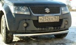 Защита переднего бампера d75x42 мм Металл Дизайн Suzuki Grand Vitara JT 3 двери дорестайлинг (2005-2008) (полированная нержавейка)