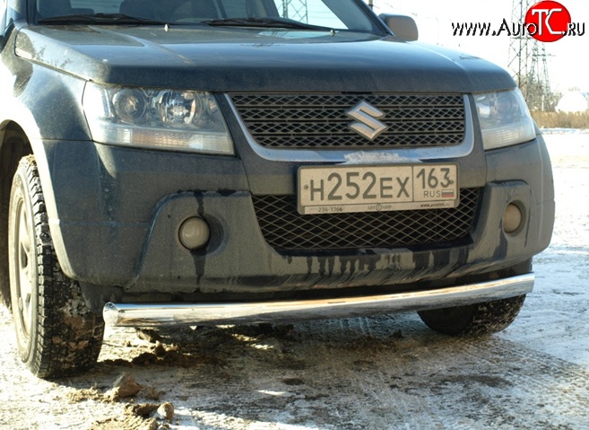 9 499 р. Защита переднего бампера d75x42 мм Металл Дизайн Suzuki Grand Vitara JT 3 двери дорестайлинг (2005-2008) (полированная нержавейка)  с доставкой в г. Кемерово