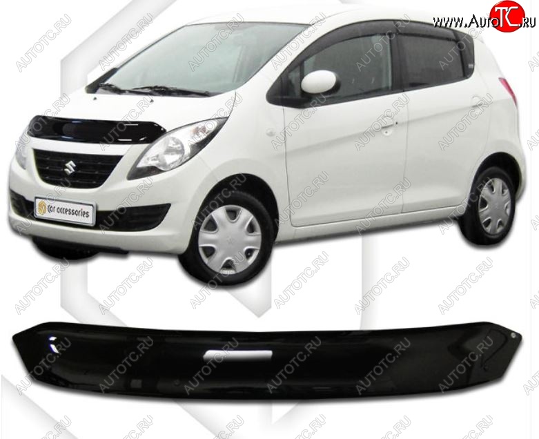 2 699 р. Дефлектор капота CA-Plastic Suzuki Cervo (2006-2009) (Classic черный, Без надписи)  с доставкой в г. Кемерово