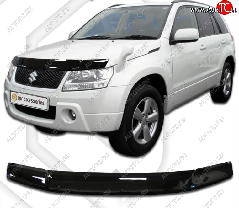 2 159 р. Дефлектор капота CA-Plastic  Suzuki Escudo ( 5,  3) (2006-2012) дв. дорестайлинг, дорестайлинг, 1-ый рестайлинг (Classic черный, Без надписи)  с доставкой в г. Кемерово