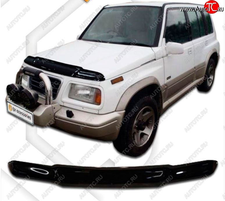 2 199 р. Дефлектор капота (1.6 л) CA-Plastiс  Suzuki Escudo  1 (1994-1997) рестайлинг (Classic черный, Без надписи)  с доставкой в г. Кемерово