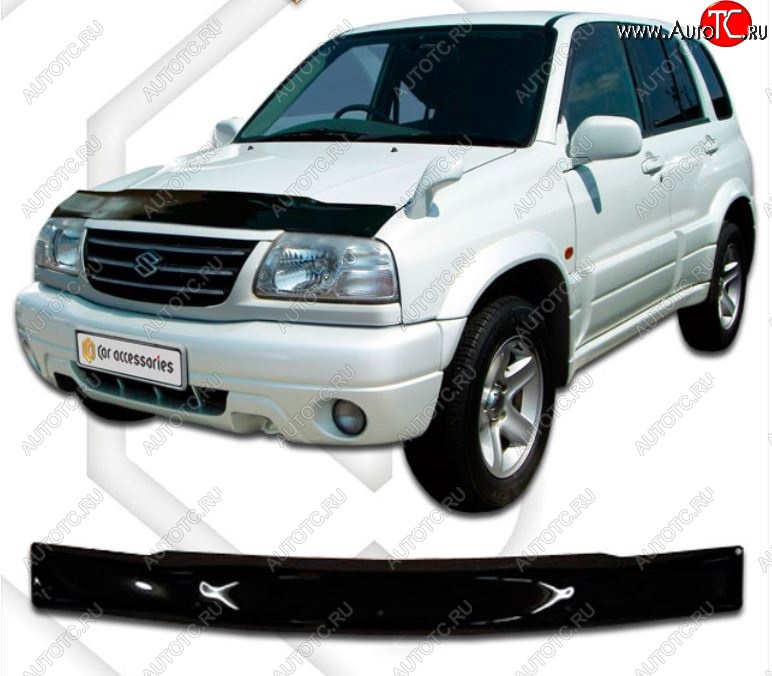 1 999 р. Дефлектор капота CA-Plastic Suzuki Escudo 2 (1997-2006) (Classic черный, Без надписи)  с доставкой в г. Кемерово