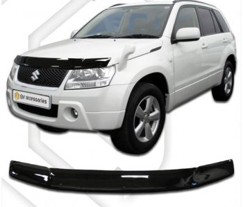 1 999 р. Дефлектор капота (TD54W TD94W) CA-Plastiс  Suzuki Grand Vitara ( JT 5 дверей,  JT 3 двери) (2005-2012) дорестайлинг, 1-ый рестайлинг, 1-ый рестайлинг (серия Classic черный, Без надписи)  с доставкой в г. Кемерово. Увеличить фотографию 2