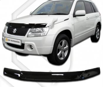 2 799 р. Дефлектор капота CA-Plastiс Suzuki Grand Vitara JT 3 двери дорестайлинг (2005-2008) (серия Classic черный)  с доставкой в г. Кемерово. Увеличить фотографию 2