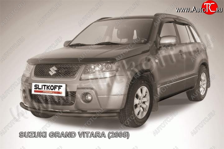 6 899 р. Защита переднего бампера Slitkoff  Suzuki Grand Vitara ( JT 5 дверей,  JT 3 двери) (2005-2008) дорестайлинг, дорестайлинг (Цвет: серебристый)  с доставкой в г. Кемерово