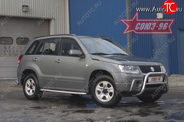 8 774 р. Защита переднего бампера Souz-96 (d60) Suzuki Grand Vitara JT 3 двери дорестайлинг (2005-2008)  с доставкой в г. Кемерово