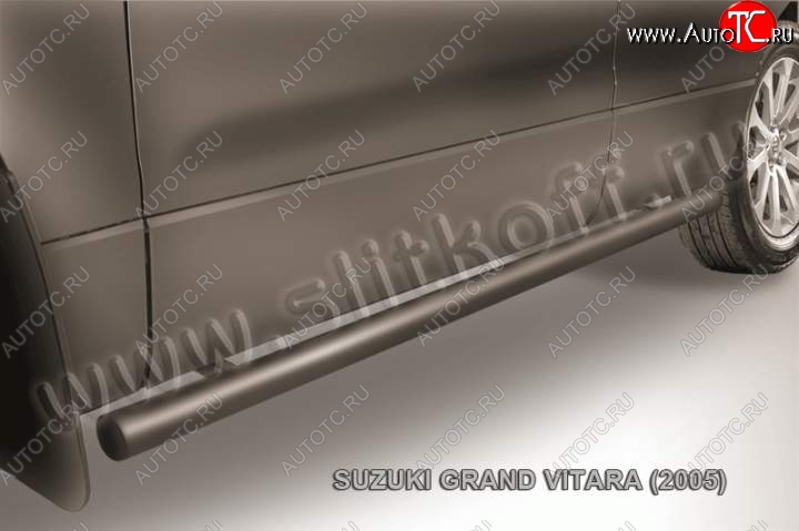 9 899 р. Защита порогов Slitkoff  Suzuki Grand Vitara  JT 5 дверей (2008-2012) 1-ый рестайлинг (Цвет: серебристый)  с доставкой в г. Кемерово