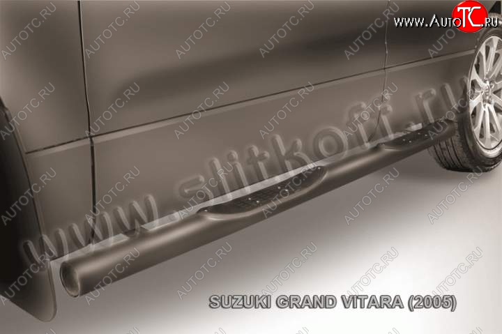12 399 р. Защита порогов Slitkoff Suzuki Grand Vitara JT 3 двери дорестайлинг (2005-2008) (Цвет: серебристый)  с доставкой в г. Кемерово
