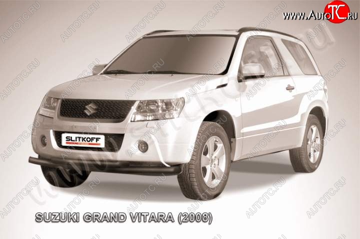 8 199 р. Защита переднего бампер Slitkoff  Suzuki Grand Vitara  JT 3 двери (2005-2008) дорестайлинг (Цвет: серебристый)  с доставкой в г. Кемерово