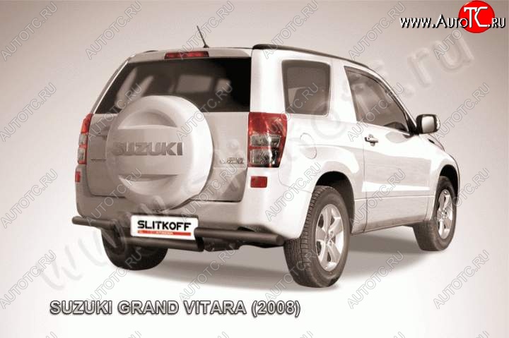 8 849 р. Защита задняя Slitkoff Suzuki Grand Vitara JT 3 двери дорестайлинг (2005-2008) (Цвет: серебристый)  с доставкой в г. Кемерово