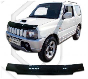 1 999 р. Дефлектор капота CA-Plastiс  Suzuki Jimny  JB23/JB43 (2002-2012) 1-ый рестайлинг (Classic черный, Без надписи)  с доставкой в г. Кемерово. Увеличить фотографию 1