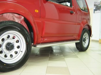 Широкая защита порогов с трубой диаметром 42 мм SLITKOFF v2 Suzuki Jimny  JB23/JB43 (2002-2012) 1-ый рестайлинг